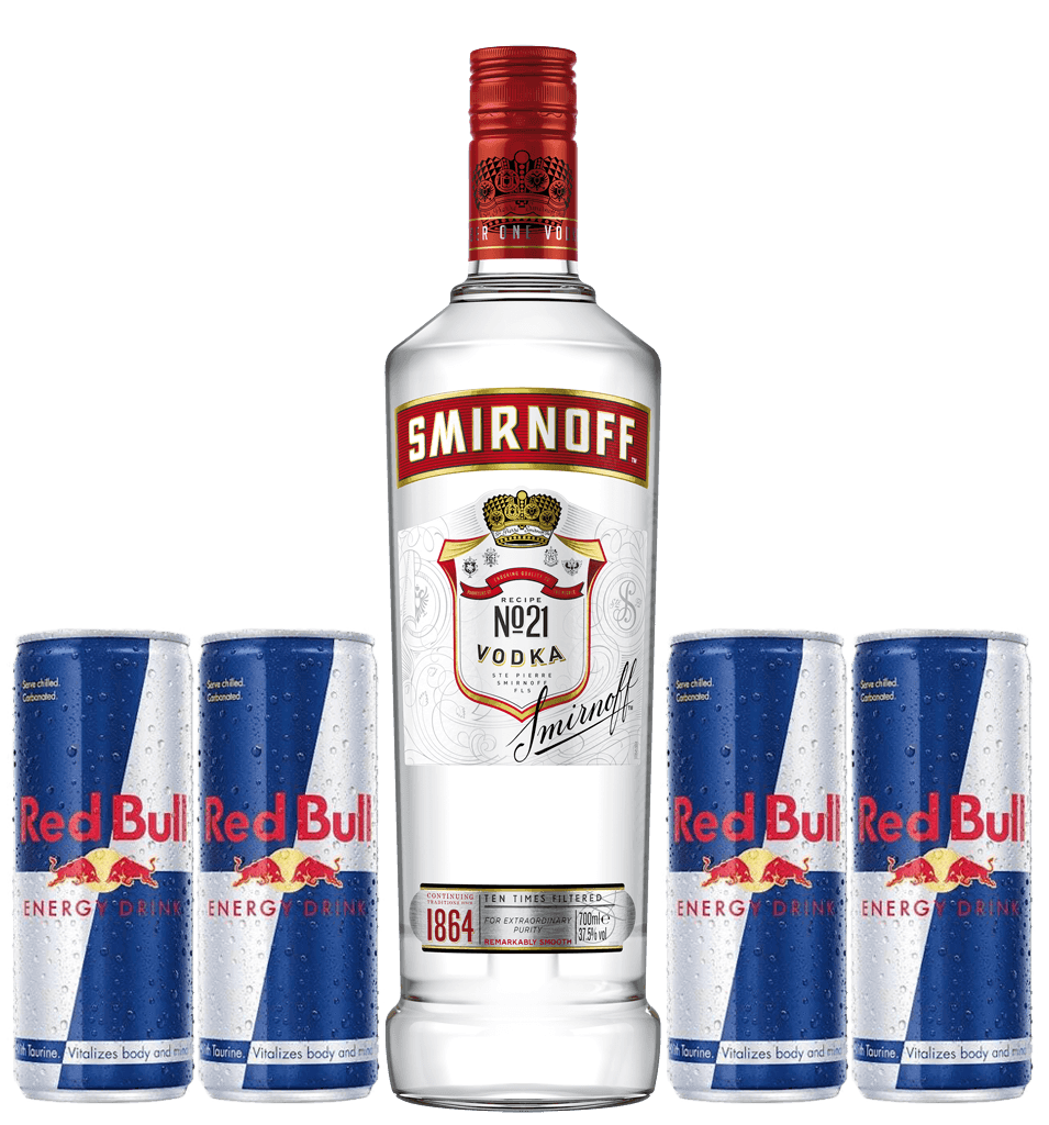 Smirnoff Red 0,7L + Red Bull Balík