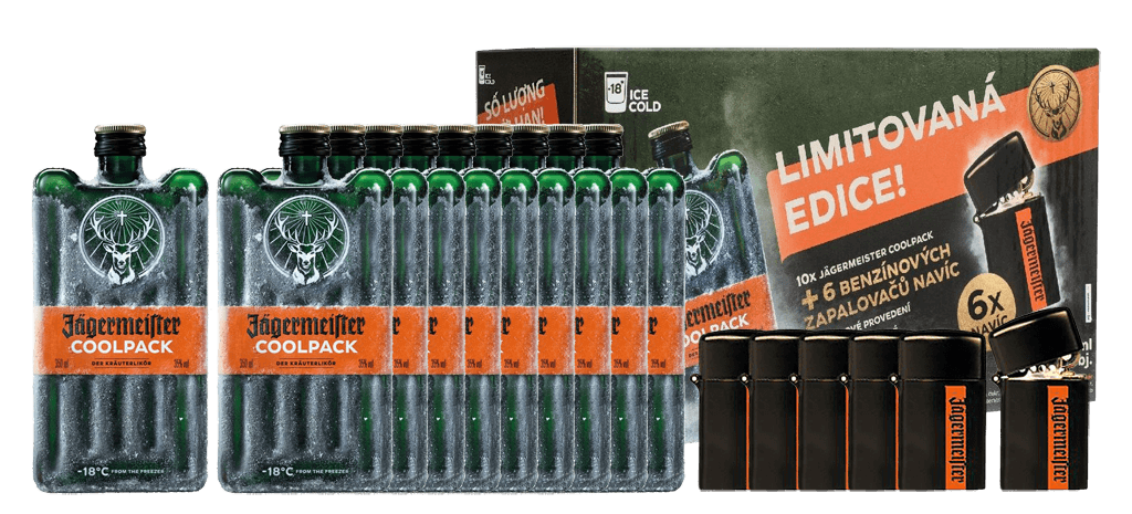 Jagermeister Coolpack 35% 10X0,35L + 6Xzapaľovač