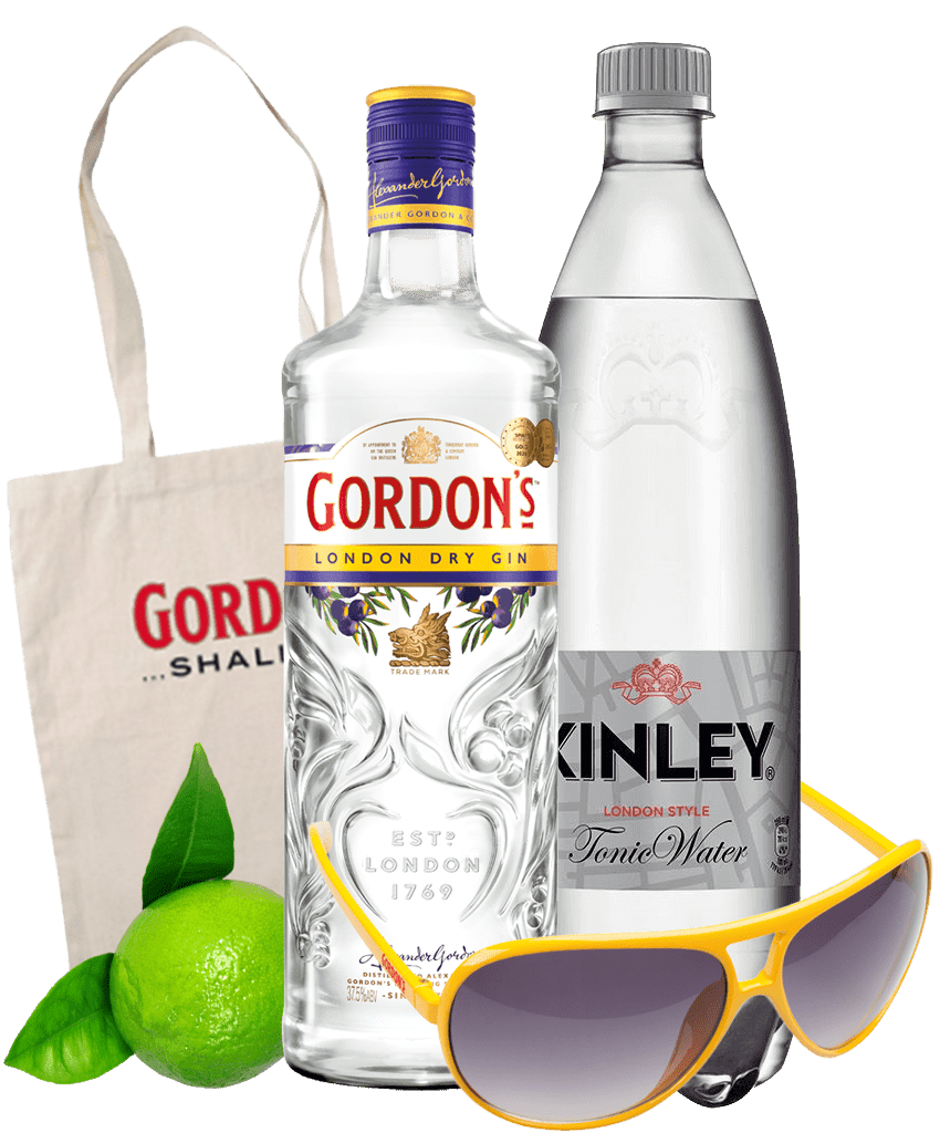 Gin Gordon´s 37,5% 0,7L+Tonic, Limeta, Okuliare A Taška