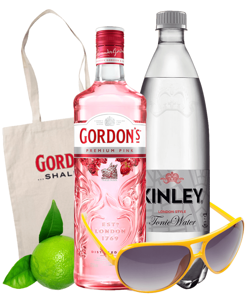 Gin Gordon´s Premium Pink 37,5% 0,7L+Tonic, Limeta, Okuliare A Taška