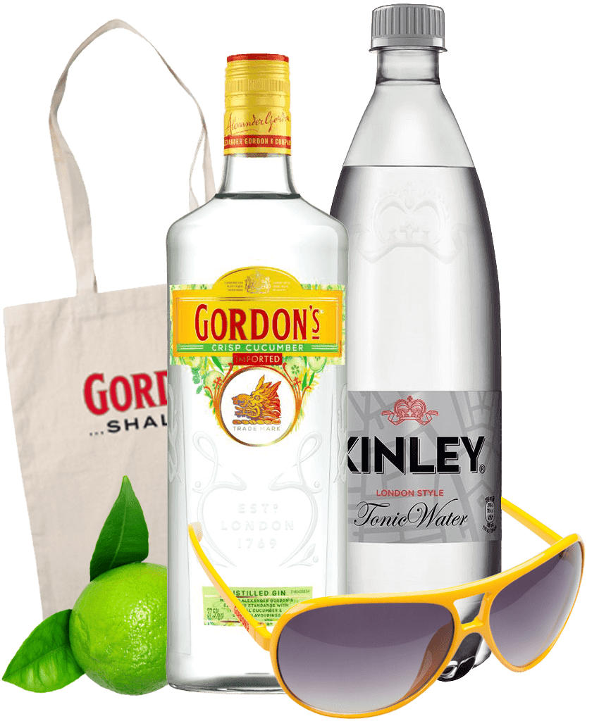 Gin Gordon´s Cucumber 37,5% 0,7L+Tonic, Limeta, Okuliare A Taška