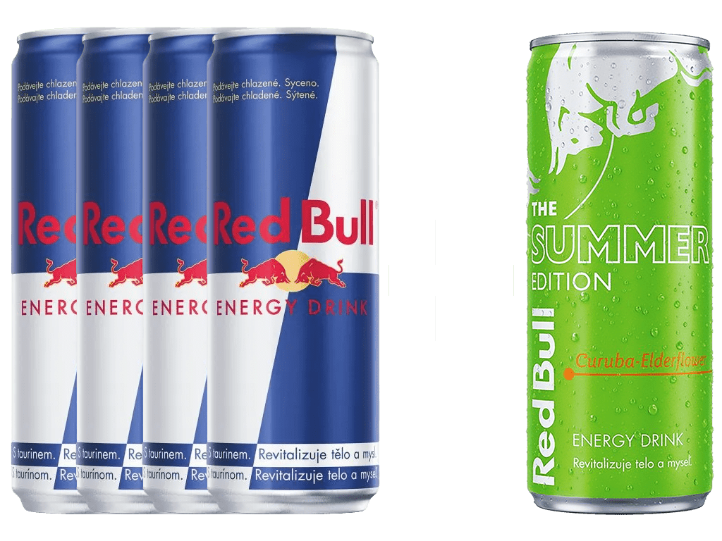 4X Red Bull 0,25L +Red Bull Summer Edition 0,25L Ako Darček