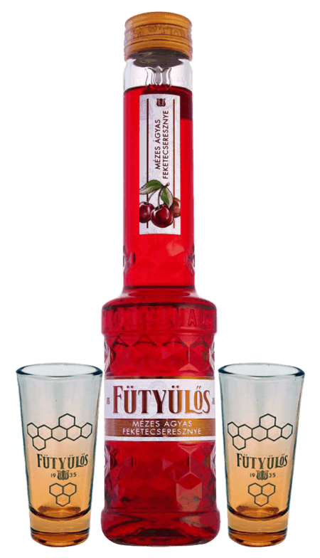Likér Fütyülős Black Cherry S Medom 24,5% 0,5L + 2X Pohár Ako Darček