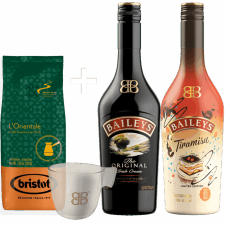 Likér Baileys 0,7L A Baileys Tiramisu 0,7L+ Káva Bristot 200G A Pohár Ako Darček