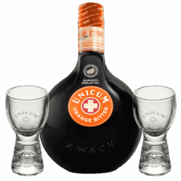 Likér Unicum Orange 34,5% 0,7L  + 2X Pohár Ako Darček