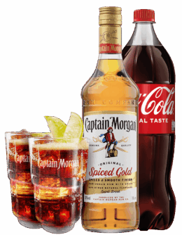Captain Morgan Spiced 1L + Cola + 2X Pohár Ako Darček
