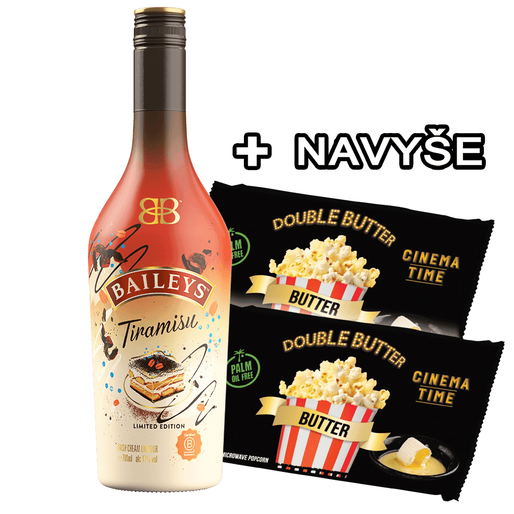 Likér Baileys Tiramisu 17% 0,7L + 2X Popcorn Premium 90G Ako Darček