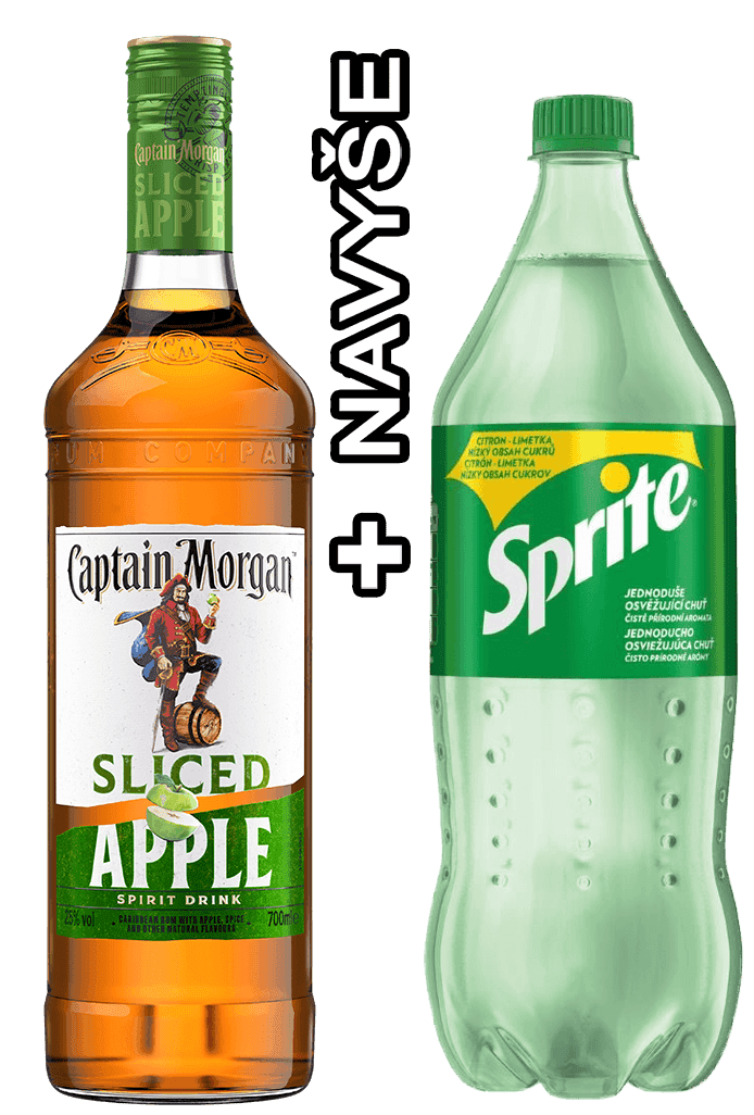 Rum Captain Morgan Sliced Apple 25% 0,7L + Sprite 1L Ako Darček