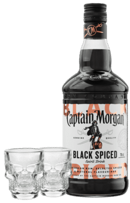 Rum Captain Morgan Black Spiced 0,7L + 2X Pohárik Lebka