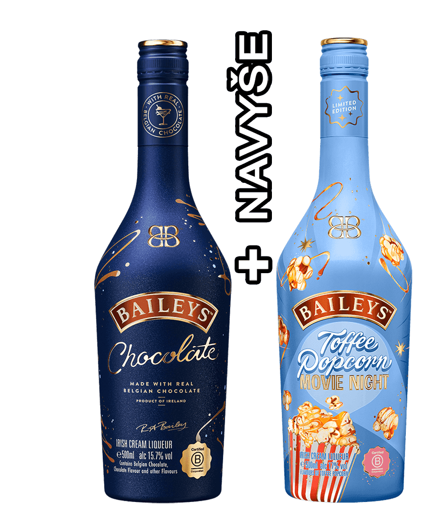 Likér Baileys Chocolat Luxe 15,7% 0,5L + Likér Baileys Popcorn 17% 0,5L Navyše